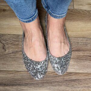 Alice + Olivia Metallic Sequin Dahlia Ballet Flat